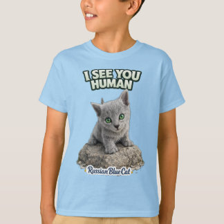 Cute Russian Blue Cat Kids T-Shirt – I See You