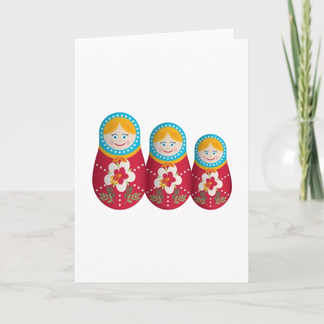 Cute Russian Nesting Doll Matryoshka Graphic Card (Front)