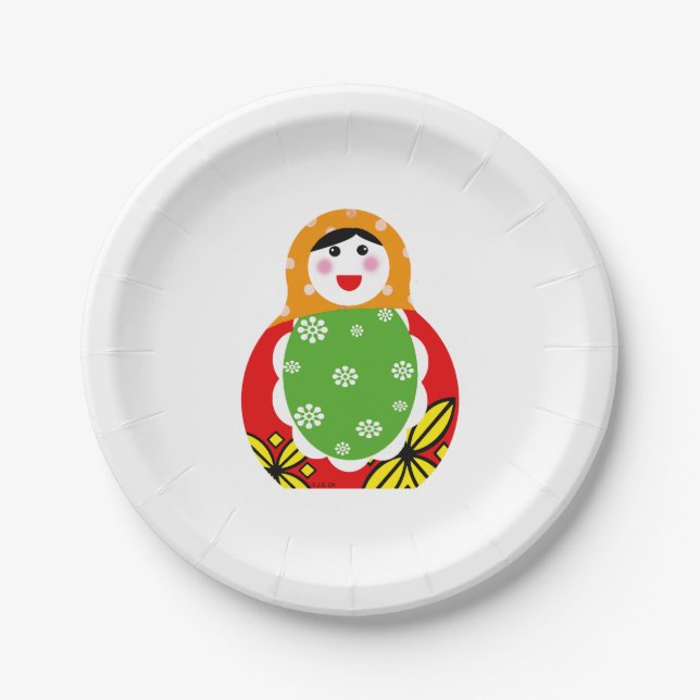 cute Russian nesting doll Paper Plates (Front)