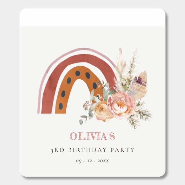 Cute Rust Boho Floral Rainbow Any Age Birthday Breath Savers® Mints (Sticker)