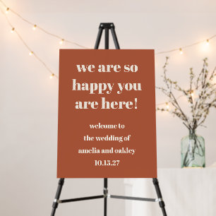 Cute Rust Fall Retro Custom Wedding Welcome Sign