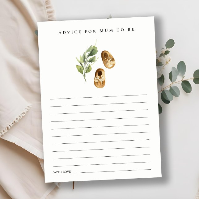 Cute Rust Green Leafy Advice for Mum Baby Shower Enclosure Card (Creator Uploaded)