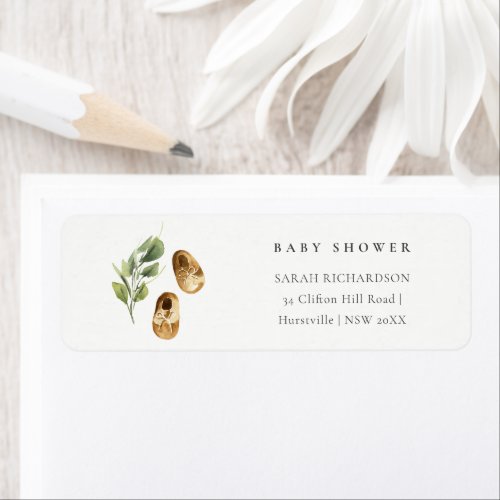 Cute Rust Green Shoes Foliage Baby Shower Address Label