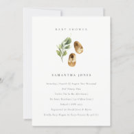 Cute Rust Green Shoes Foliage Baby Shower Invite