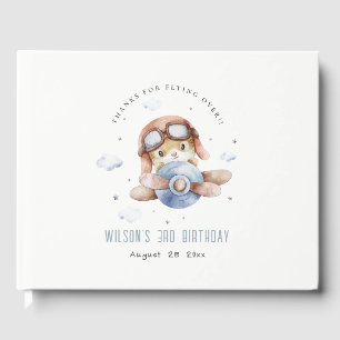 Cute Rust Navy Plane Garland Teddy Stars Birthday Guest Book