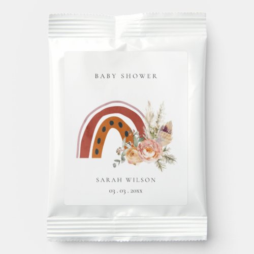 Cute Rust Orange Boho Floral Rainbow Baby Shower Hot Chocolate Drink Mix