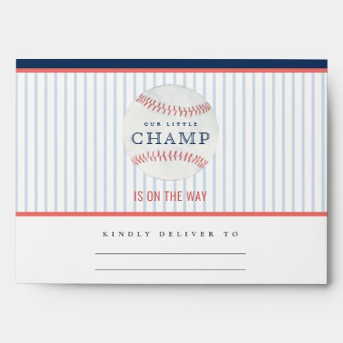 Cute Rust Our Little Champ Baseball Baby Shower Envelope