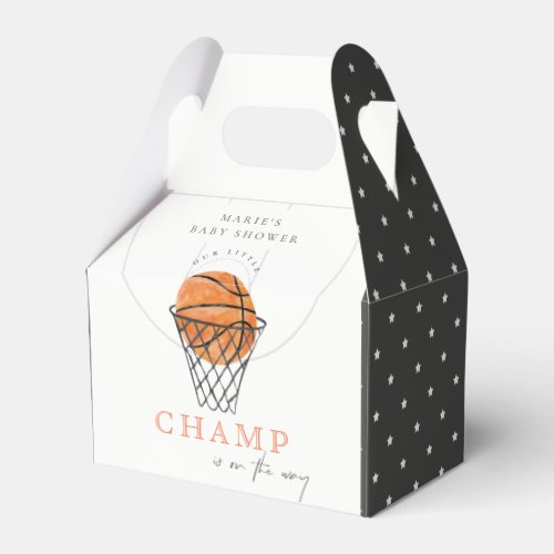 Cute Rust Our Little Champ Basketball Baby Shower Favor Boxes