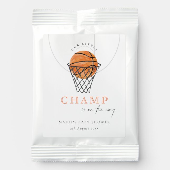Cute Rust Our Little Champ Basketball Baby Shower Lemonade Drink Mix (Front)