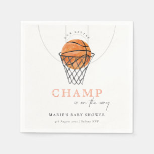 Cute Rust Our Little Champ Basketball Baby Shower Napkins