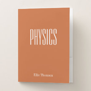 Cute Rust Personalized School Subject Physics Pocket Folder