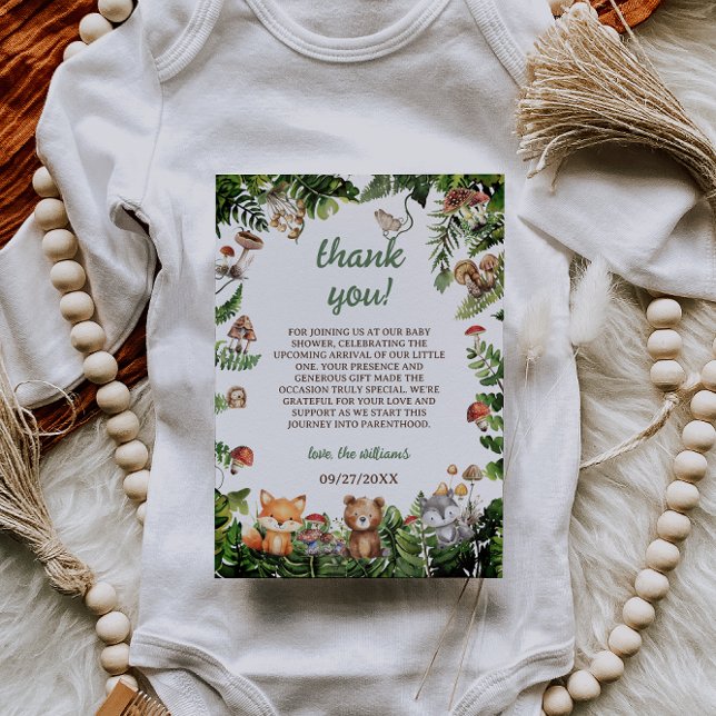 Cute Rustic Animals Greenery Baby Shower Thank you (Creator Uploaded)