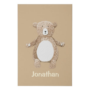 Cute Rustic Baby Bear Nursery Decor Faux Canvas Print