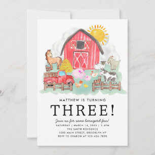 Cute Rustic Barnyard Animals Kids Farm Birthday Invitation