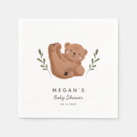 Cute Rustic Bear Baby Shower Napkins