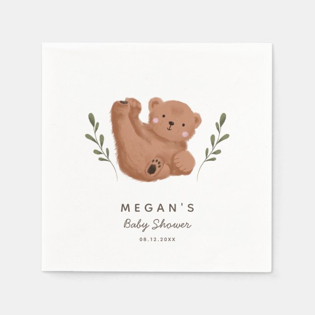 Cute Rustic Bear Baby Shower Napkins (Front)