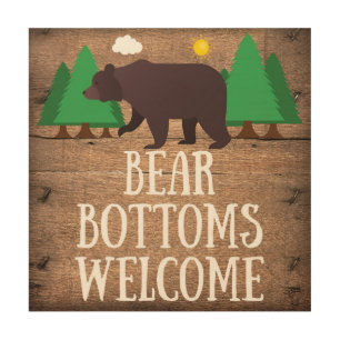 Cute Rustic Bear Bottoms Welcome Bath Decor