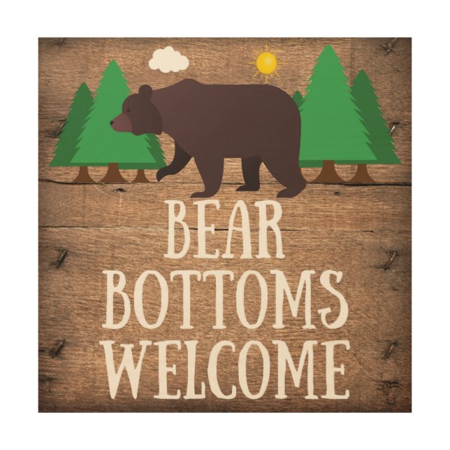 Cute Rustic Bear Bottoms Welcome Bath Decor (Front)