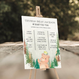 Cute Rustic Beary 1st Birthday Milestone Foam Board