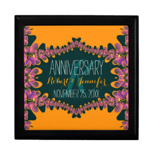 Cute Rustic Bohemian Pink Orange Keepsake Box