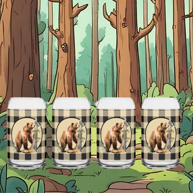 Cute Rustic brown bear cabin  Can Glass (Creator Uploaded)