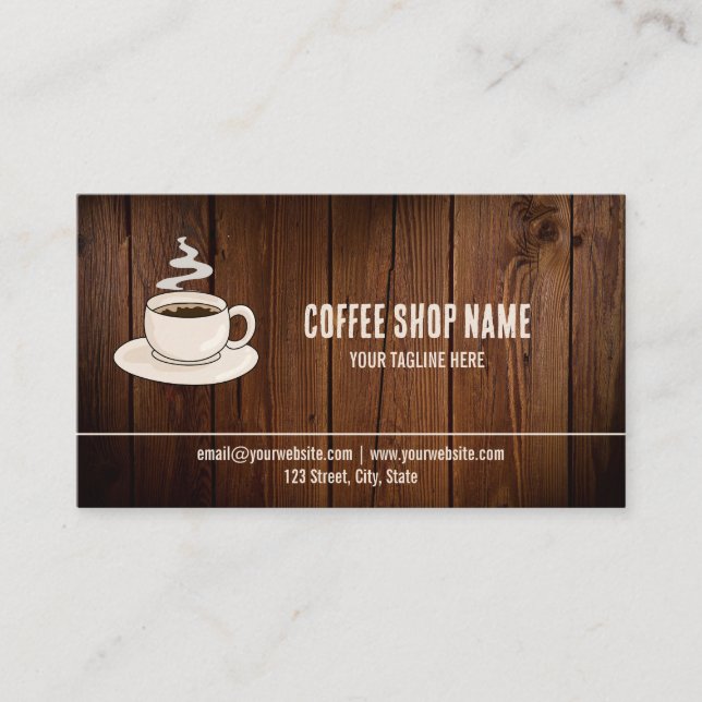 Cute Rustic Cafe Coffee Shop Rewards Loyalty Card (Front)