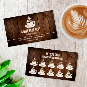 Cute Rustic Cafe Coffee Shop Rewards Loyalty Card