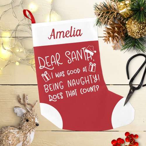 Cute Rustic Calligraphy Funny Small Christmas Stocking