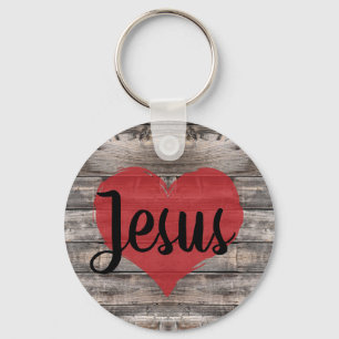 cute rustic chic JESUS HEART Keychain