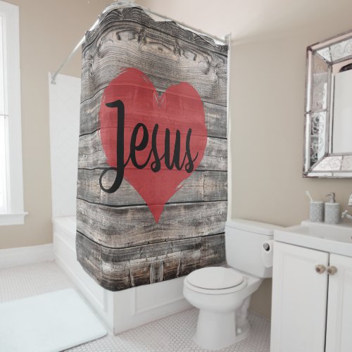 cute rustic chic JESUS HEART  Shower Curtain