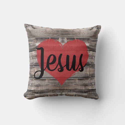 cute rustic chic JESUS HEART  Throw Pillow