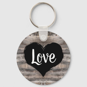 cute rustic chic LOVE HEART Keychain