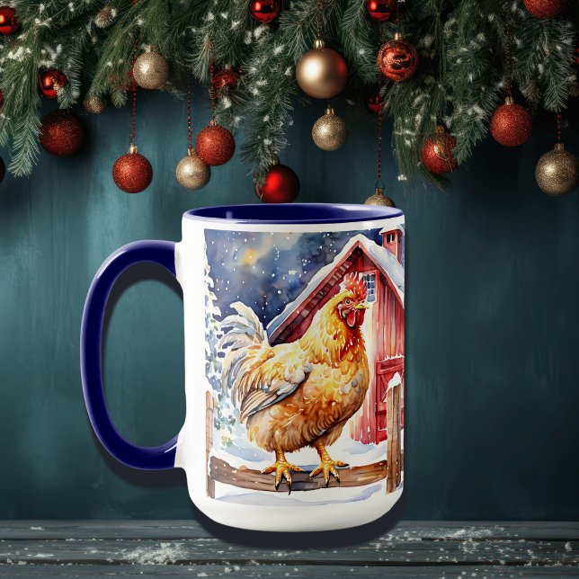 Cute Rustic Christmas Chicken Mug (Creator Uploaded)