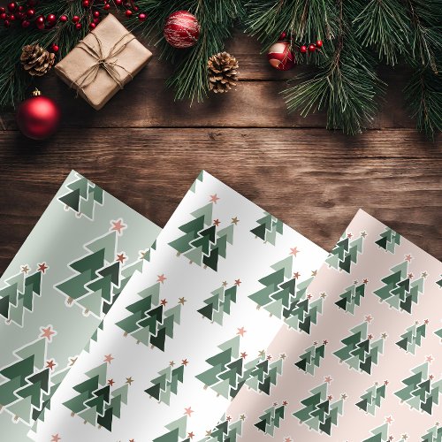 Cute Rustic Christmas Trees Wrapping Paper Sheets
