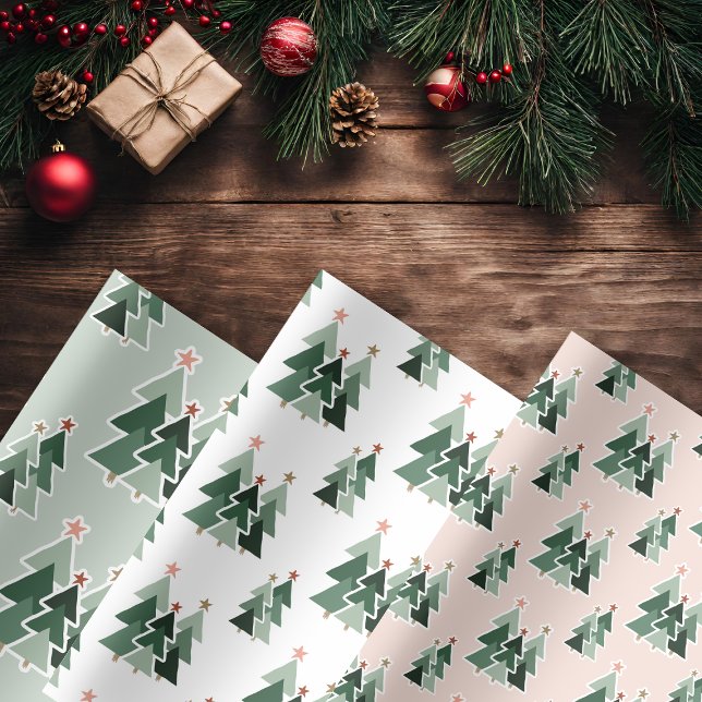 Cute Rustic Christmas Trees Wrapping Paper Sheets (Cute Rustic Christmas Trees Wrapping Paper Sheets)
