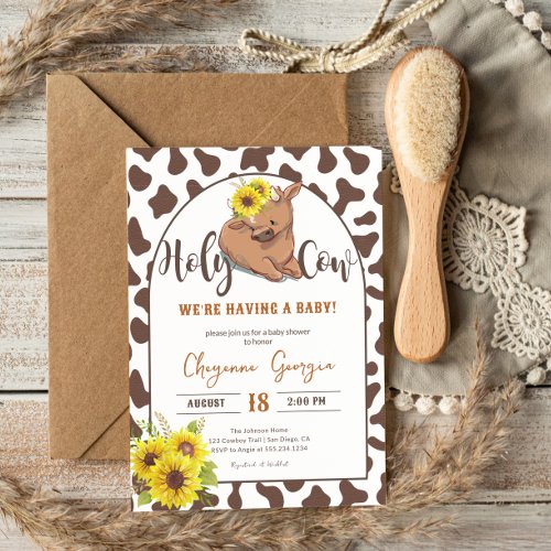 Cute Rustic Country Cow Farm Animal Baby Shower Invitation