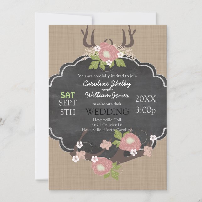 Cute Rustic Country Flower Wedding Invitation (Front)