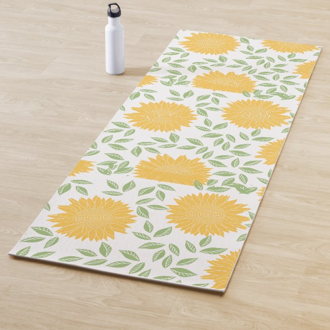 Cute Rustic Country Sunflower Pattern Yoga Mat (In Situ)