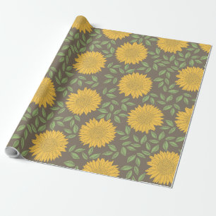 Cute Rustic Country Sunflowers Pattern Wrapping Paper