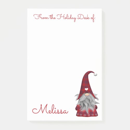 Cute Rustic Custom Christmas Holiday Desk Gnome Po Post_it Notes