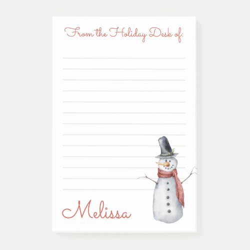 Cute Rustic Custom Christmas Holiday Desk Snowman Post_it Notes