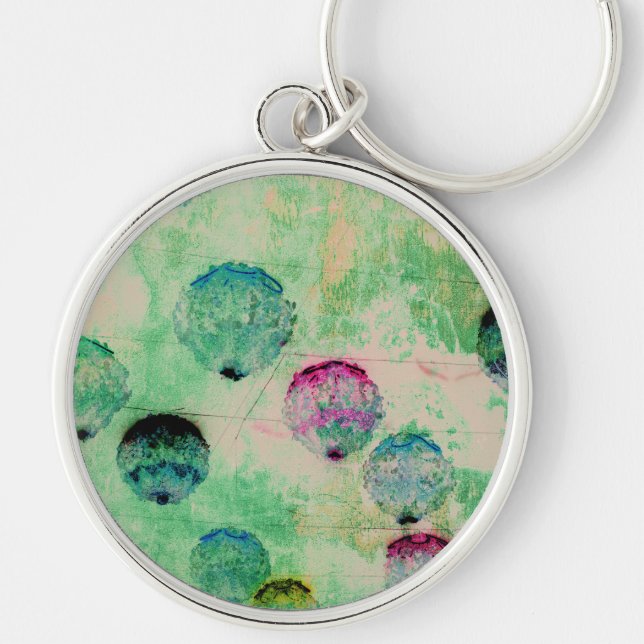 Cute, rustic, digital art round brush strokes keychain (Front)