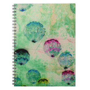 Cute, rustic, digital art round brush strokes notebook