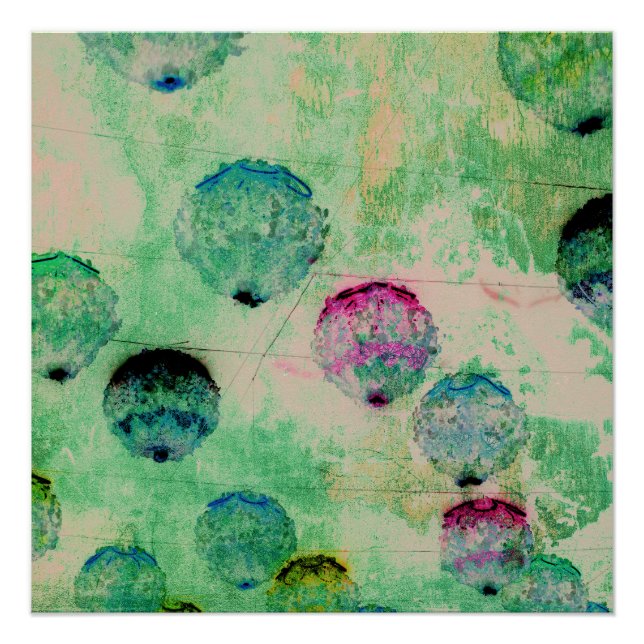 Cute, rustic, digital art round brush strokes poster (Front)