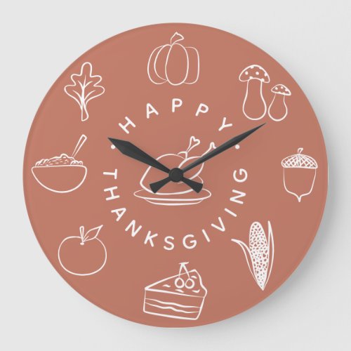  Cute Rustic Fall Autumn Thanksgiving Harvest  Large Clock