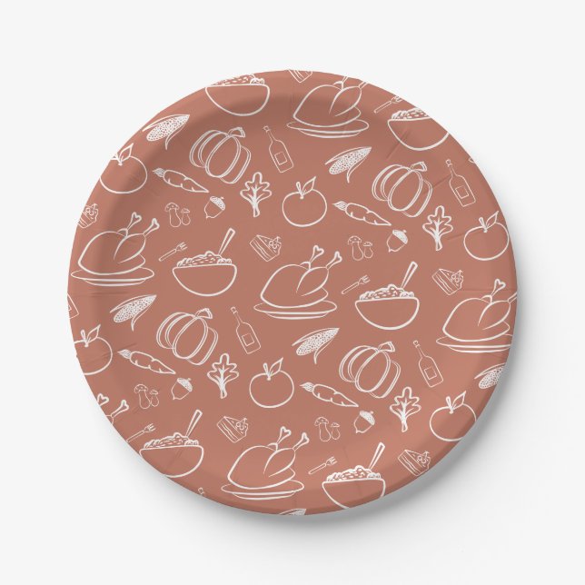  Cute Rustic Fall Autumn Thanksgiving Harvest  Paper Plates (Front)