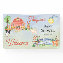 Cute Rustic Farm Animals Barnyard Baby Shower Banner