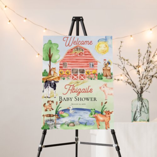 Cute Rustic Farm Animals Barnyard Baby Shower Foam Board