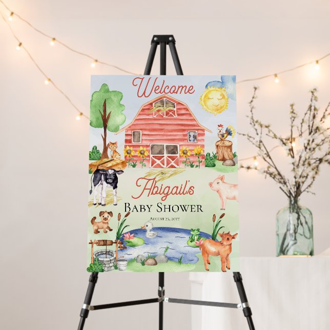 Cute Rustic Farm Animals Barnyard Baby Shower Foam Board (In Situ (Stand))