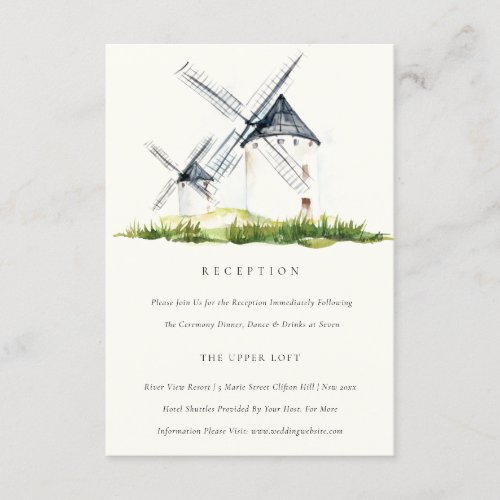 Cute Rustic Farm Windmill Theme Wedding Reception Enclosure Card